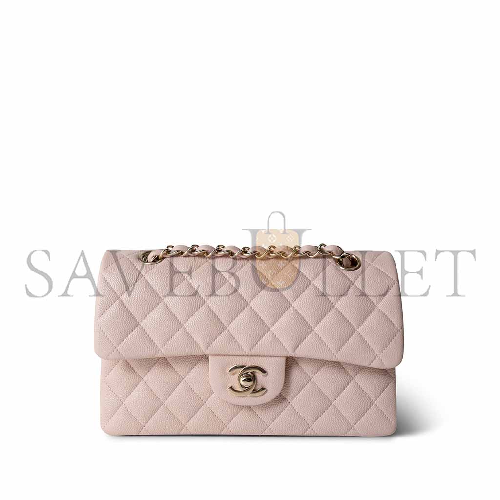 Ch*el light pink caviar quilted classic flap small a37586 (23*14.5*6cm)